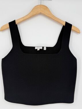 A.L.C Black Victoria Knit Crop Tank Top XL Square Neck Minimalist Elevated Basic